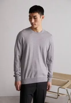 J.Lindeberg Lyle Light Crew Neck - Strikkegenser - Light Grey Melange