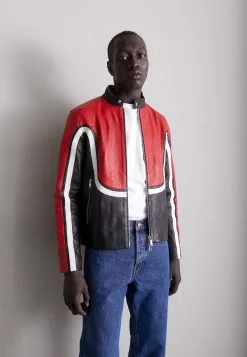 J.Lindeberg Boris Colorblock Biker - Skinnjakke - Chili Pepper
