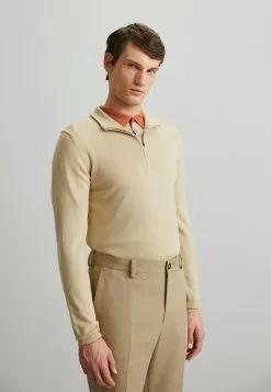 J.Lindeberg Kiyan Quarter Zip - Strikkegenser - Safari Beige