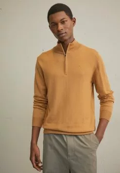 J.Lindeberg Kiyan Quarter Zip - Strikkegenser - Chipmunk